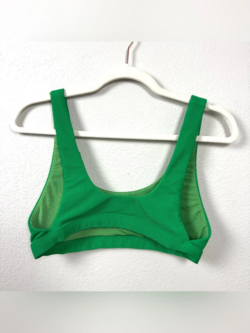 Beach Riot Size M Peyton Ribbed Bikini Top Swimsuit In Jelly Bean Green Coastal